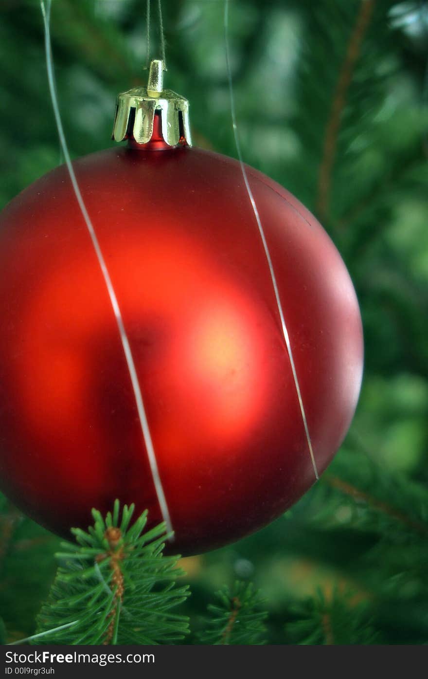 Beautiful christmas ball made of red glass. Beautiful christmas ball made of red glass