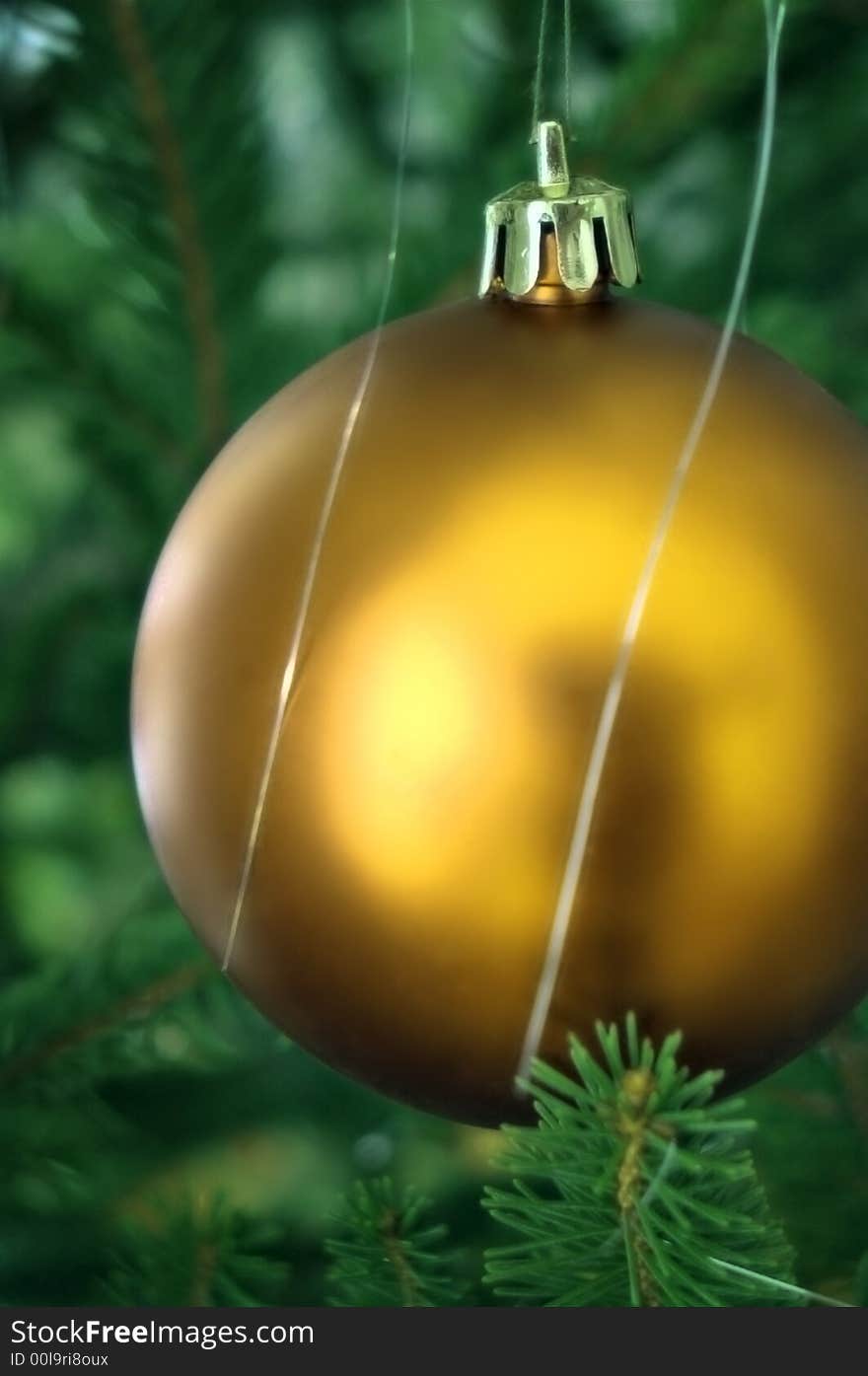 Golden christmas tree ball