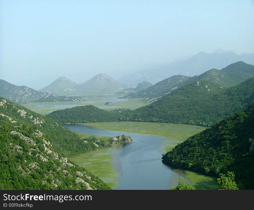 Winding river among the mountains