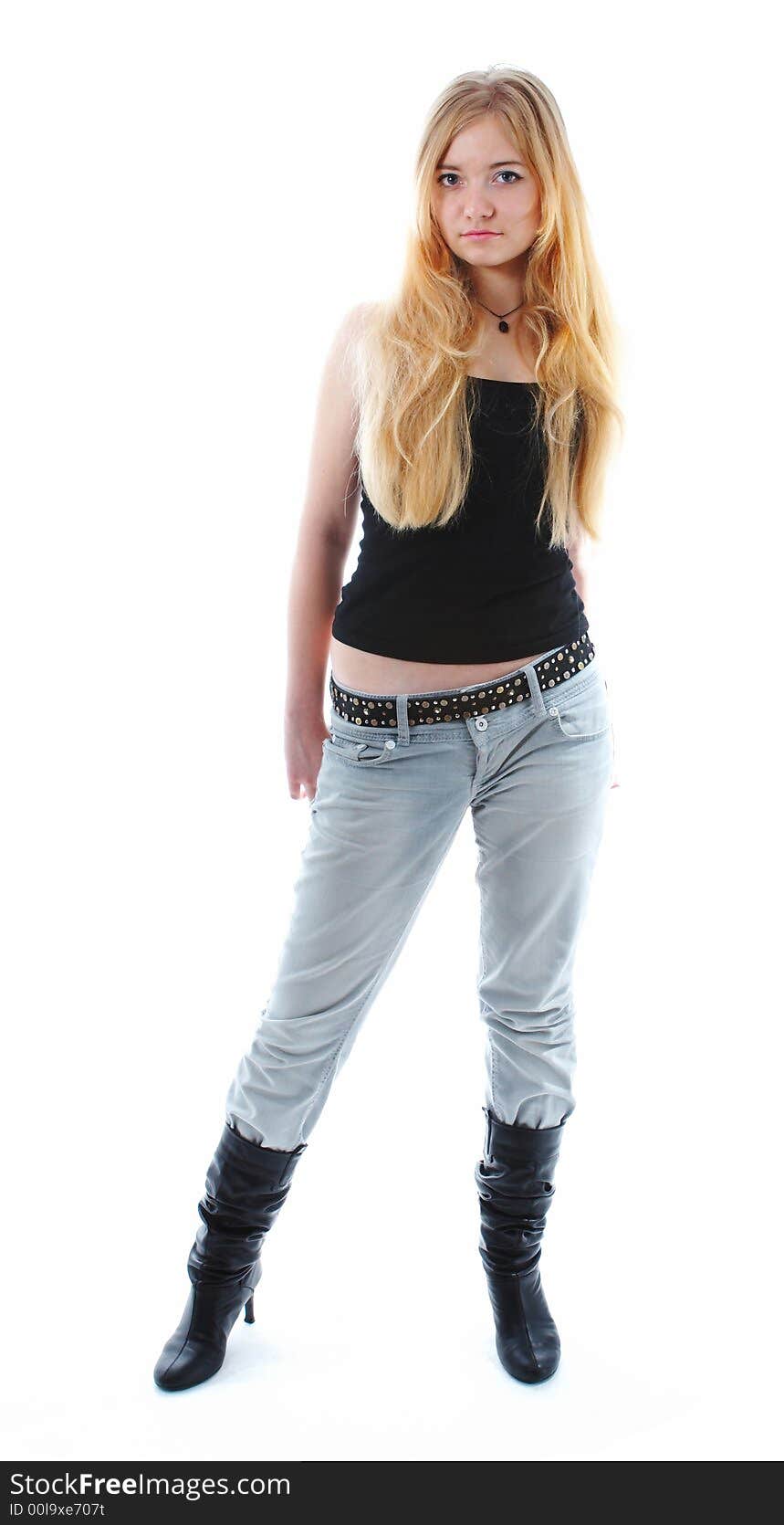 Beautiful young woman in jeans