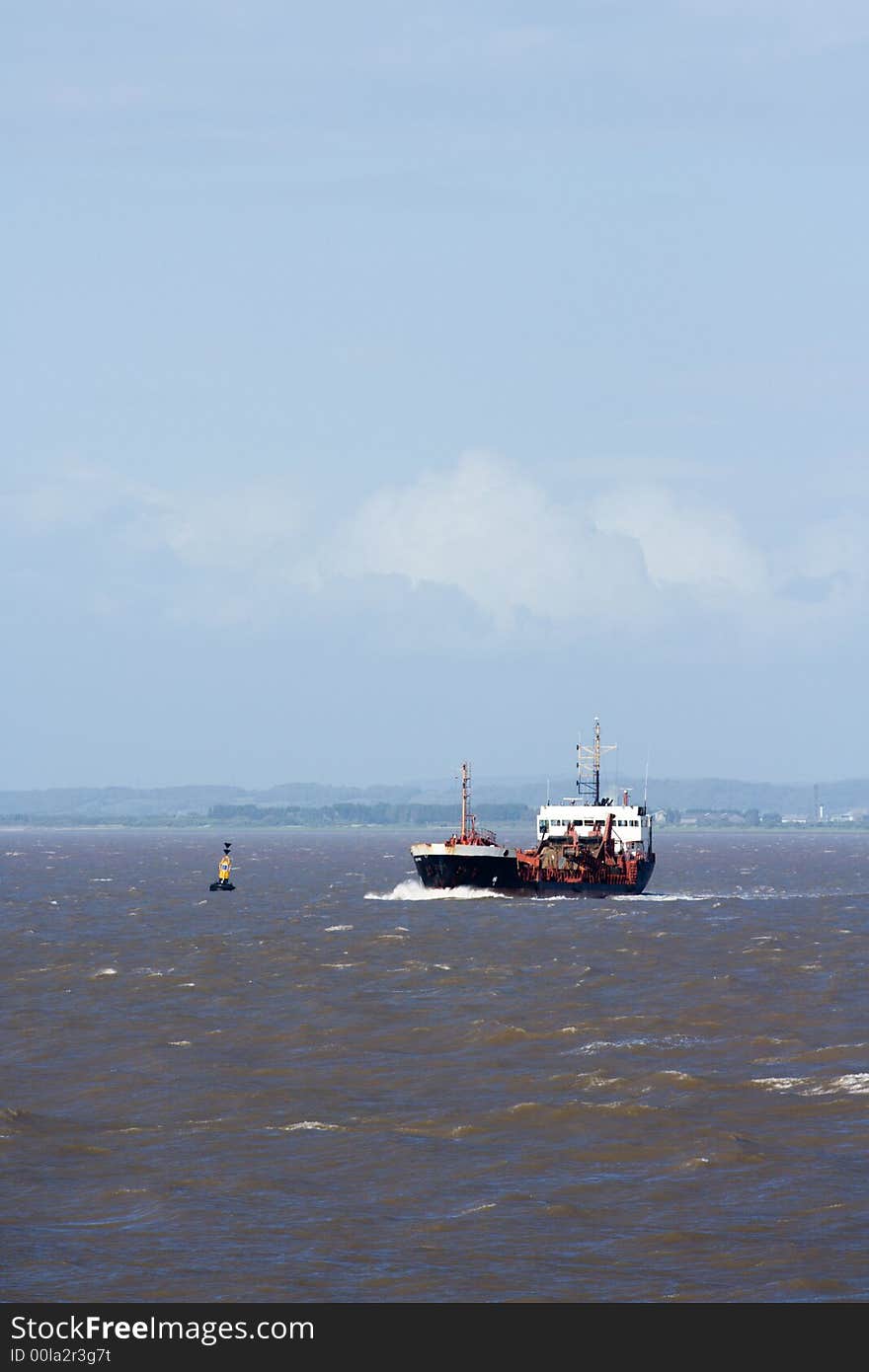 Dredger sailing out of the Bristol Channel. Dredger sailing out of the Bristol Channel