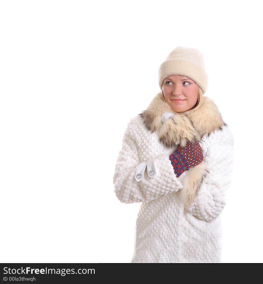 Beautiful young girl in a winter dress. Beautiful young girl in a winter dress