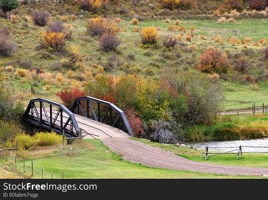 Brdige and colorful fall foliage. Brdige and colorful fall foliage