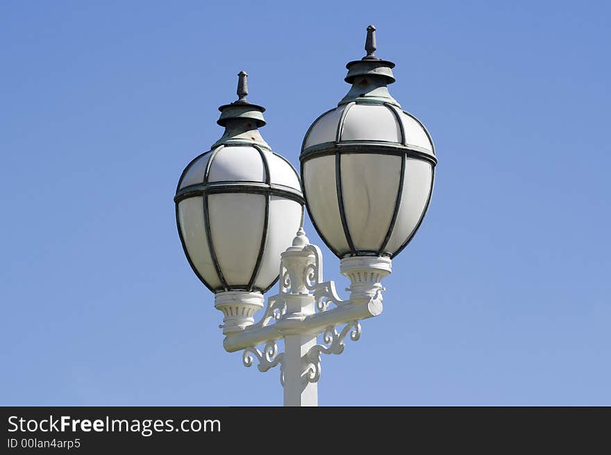 Double Exterior Light on Cast Iron Post. Double Exterior Light on Cast Iron Post