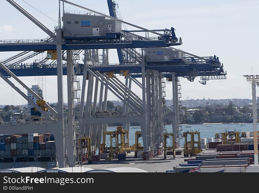 Wharf Container Cranes with container transporters