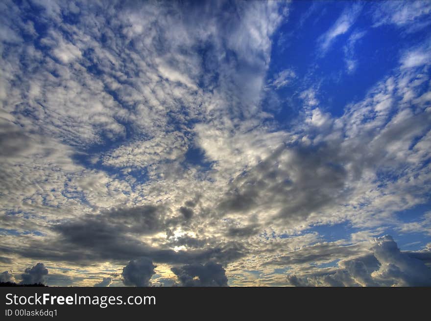 Clouds on the sunset, short focus