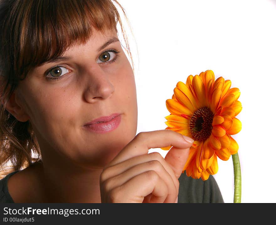 A young woman is picking flower paddels!. A young woman is picking flower paddels!