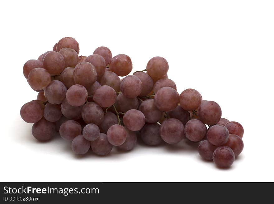 Fresh Red Grapes On White