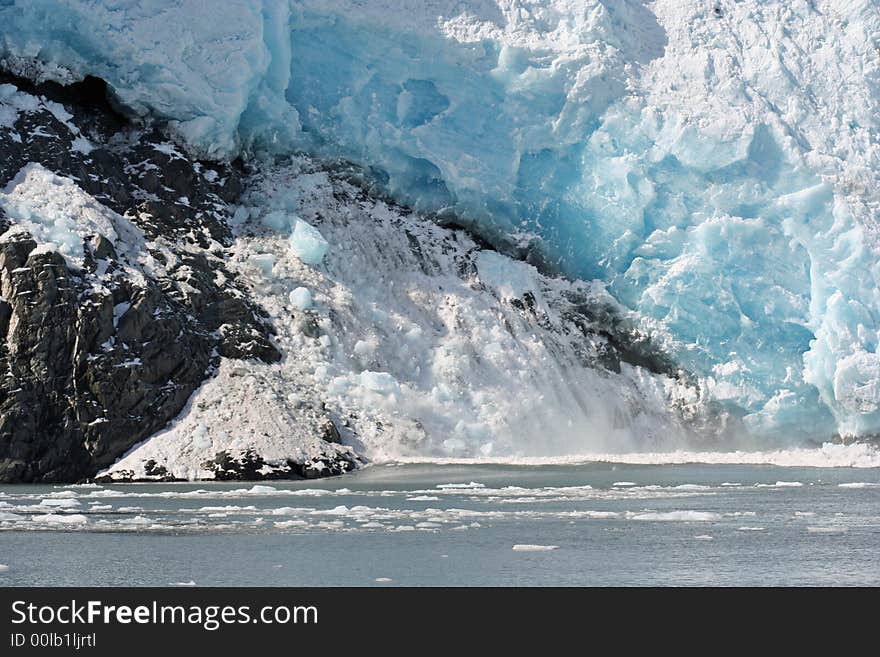 Glacier in Alaska at edge of sea. Glacier in Alaska at edge of sea.