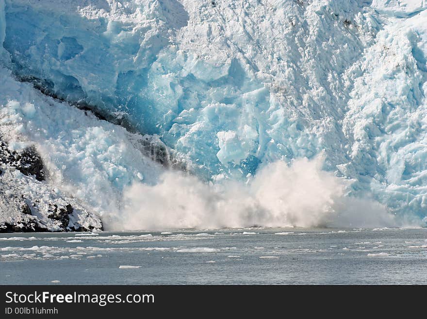 Glacier in Alaska edging into sea. Glacier in Alaska edging into sea.