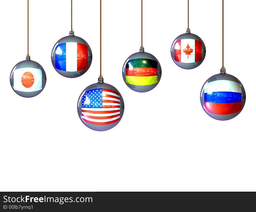 Christmas balls with flags