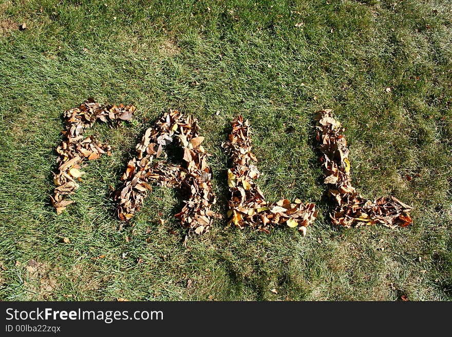 The word fall spelled in leaves