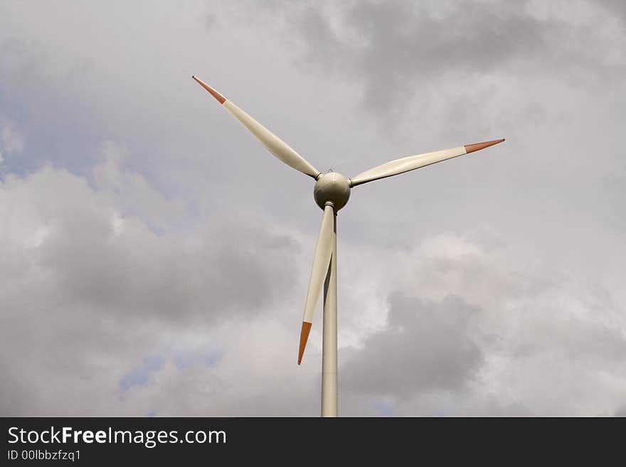 Alternative energy. Modern wind turbine creating renewable energy.