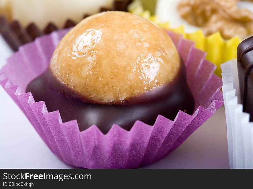 Single truffle with pink paper