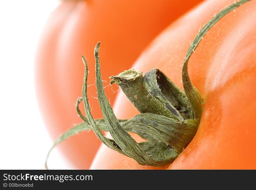 Series object on white - food - tomato macro. Series object on white - food - tomato macro