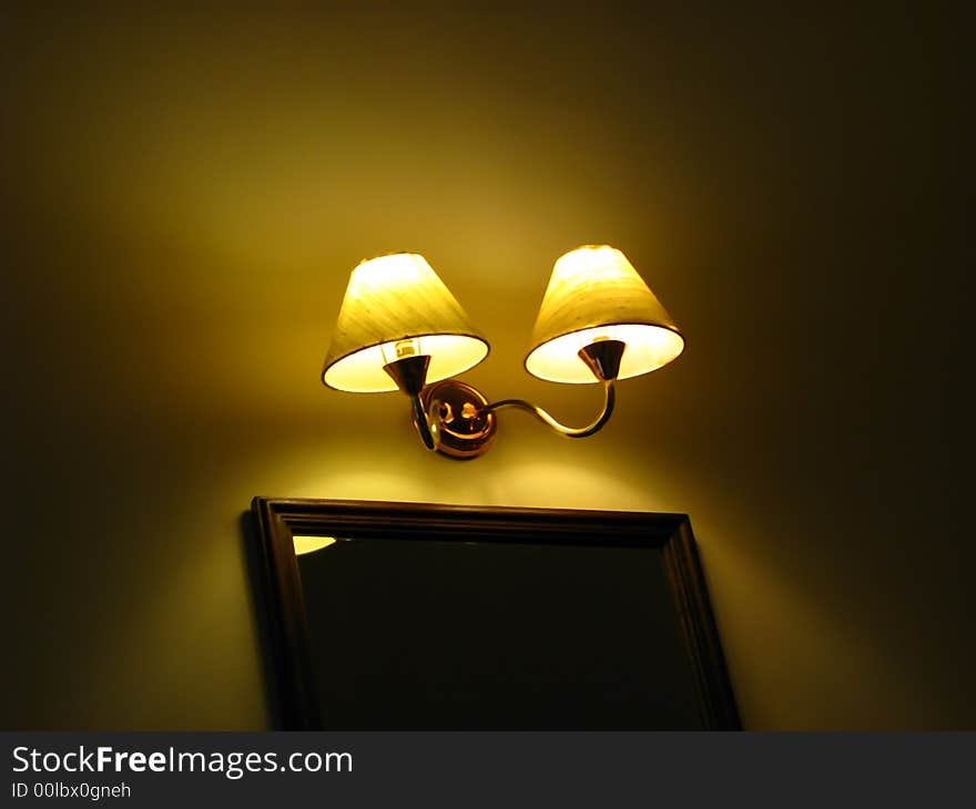 Lamp shades in resort room. Lamp shades in resort room