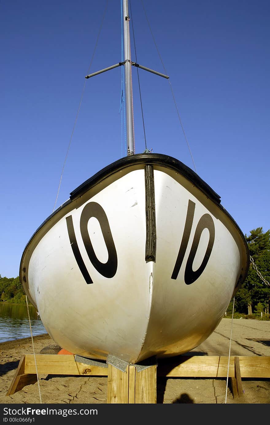 Small sailboat ready for winter. Small sailboat ready for winter