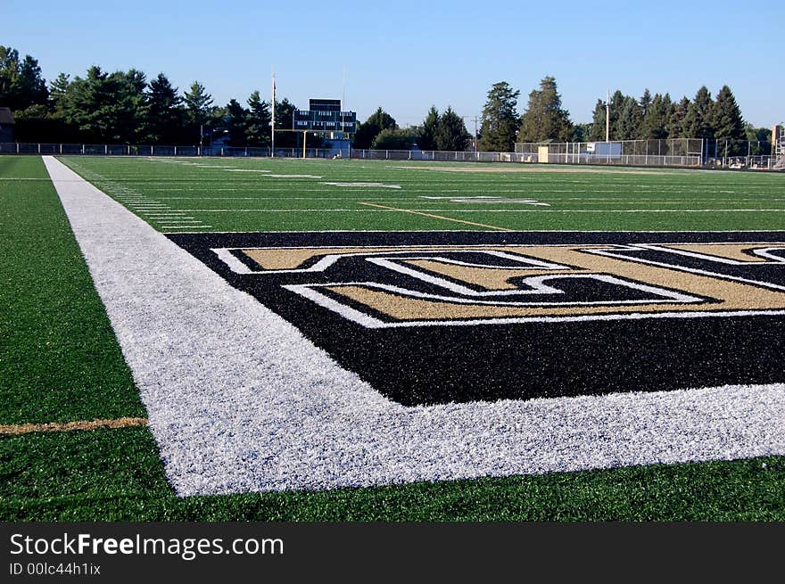 Corner of Endzone, American football field.