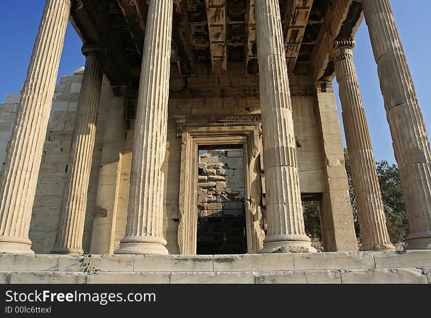 Ancient ruins of the temple of Apollo at the Acropolis in Athens Greece. Ancient ruins of the temple of Apollo at the Acropolis in Athens Greece