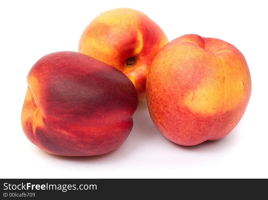 Image series of fresh vegetables and fruits on white background - peaches