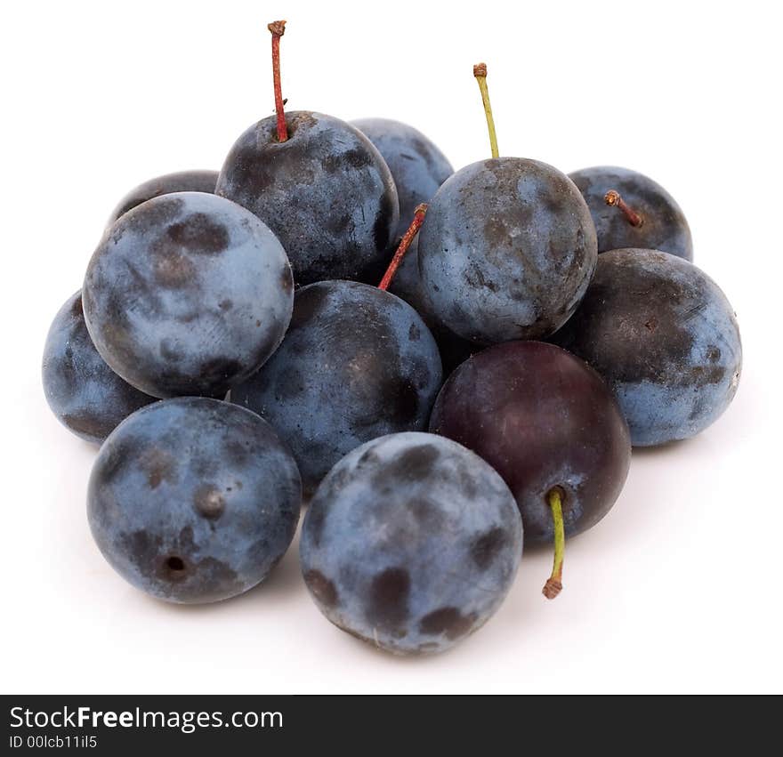 Image series of fresh vegetables and fruits on white background - plums