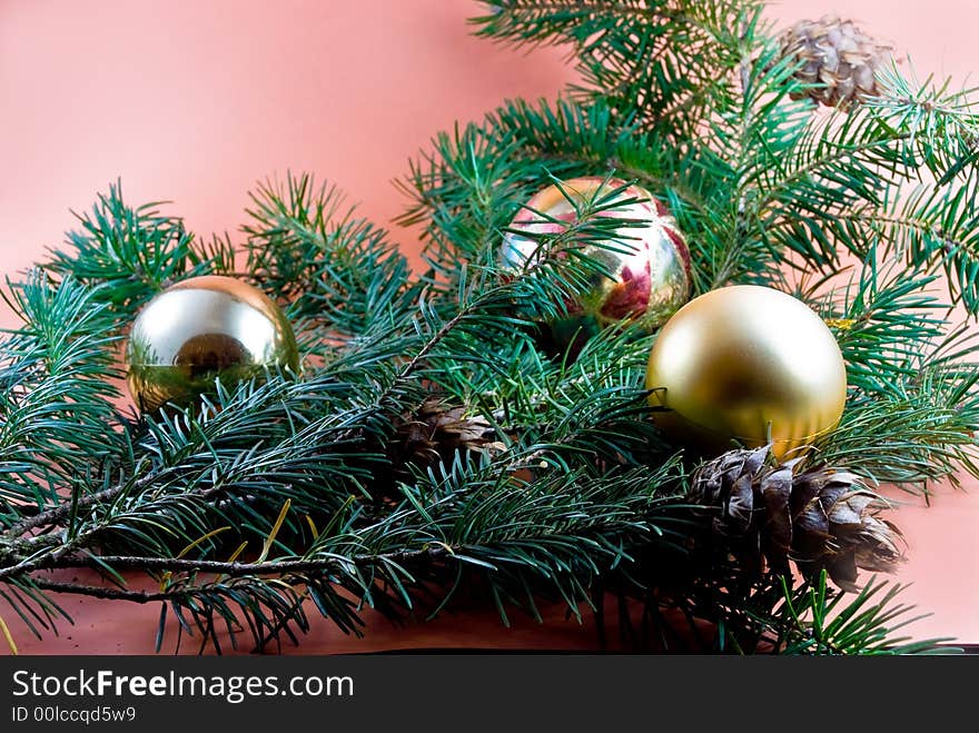 Christmas decoration-pine tree and balls.