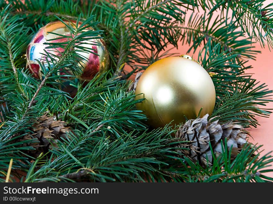 Christmas decoration-pine tree and balls.