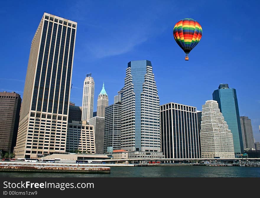 The New York City skyline from a tour boat