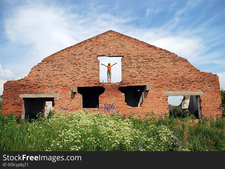 Woman on ruins 1