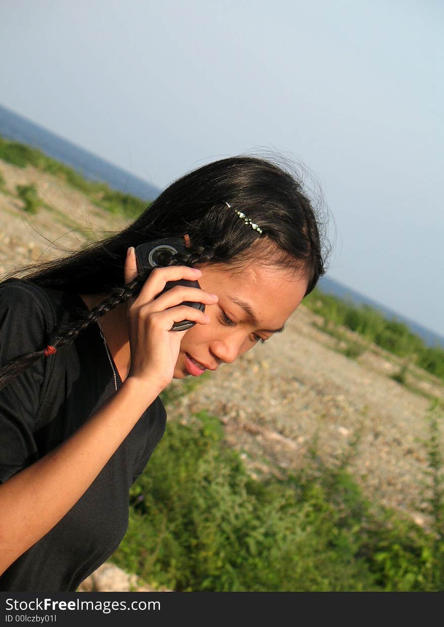 Girl calling from holidays