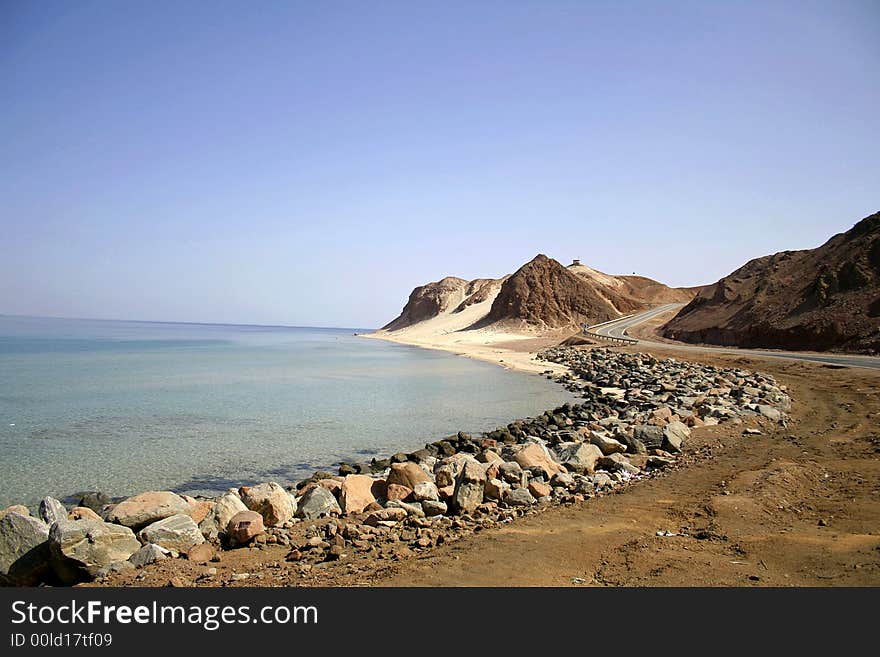 Winding road and hills, red sea, sinai, egypt