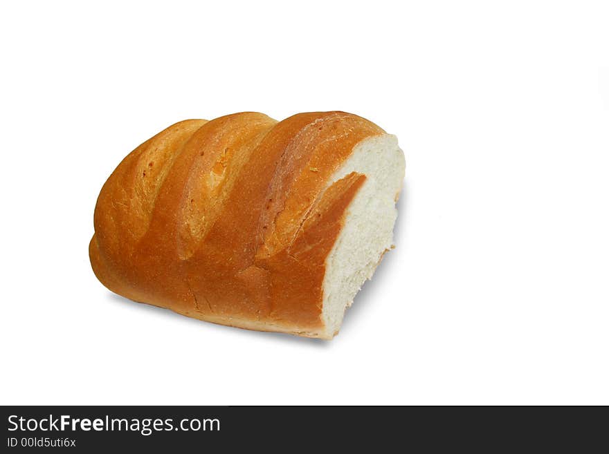 Isolated half of white bread. Isolated half of white bread