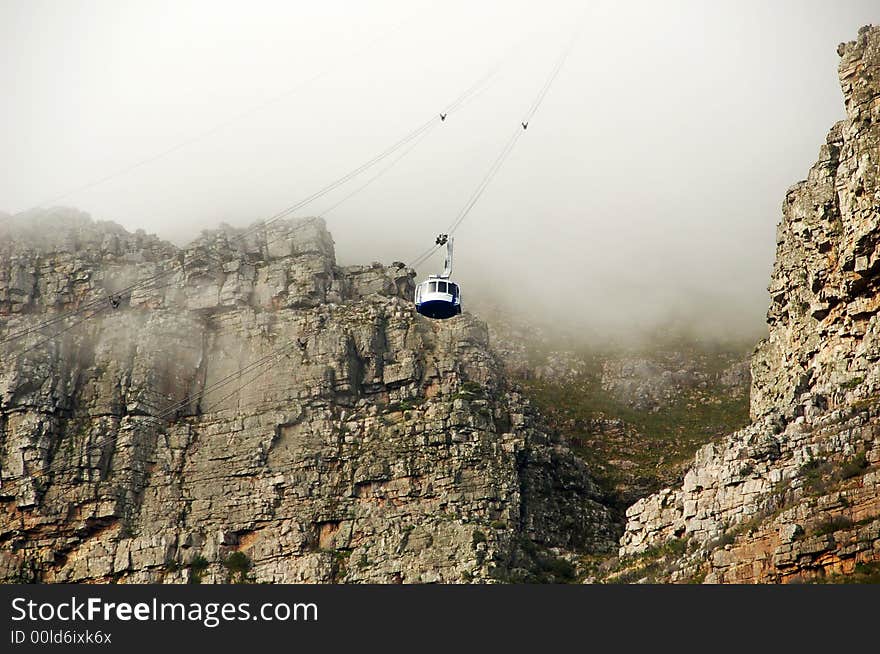 Climbing Table Mountain in lift - Cape Town, South Africa. Climbing Table Mountain in lift - Cape Town, South Africa