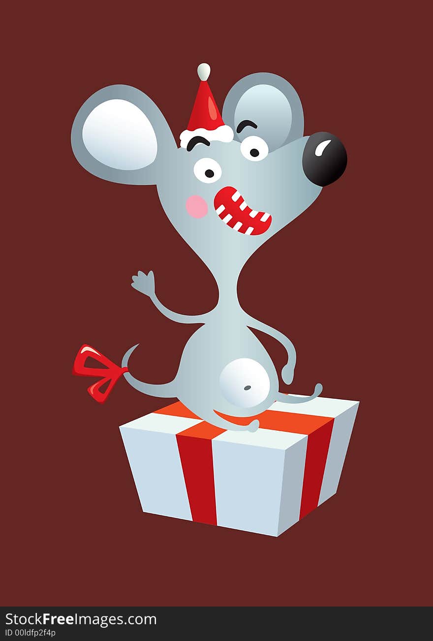 Illustration of  a happy rat with present. Illustration of  a happy rat with present.