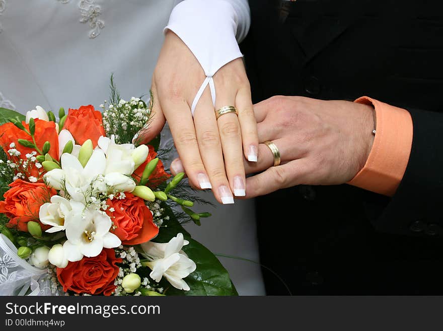 Detail of wedding clothes with beautiful flowers