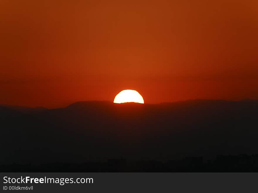 Red sunset in a mountains