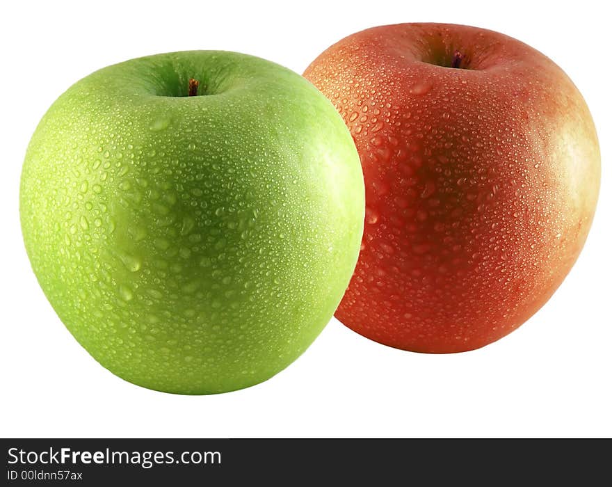 Green and red apple isolated on white background. Green and red apple isolated on white background