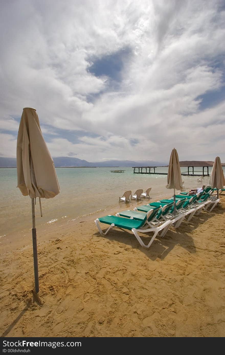 A medical beach on the Dead Sea in Israel. A medical beach on the Dead Sea in Israel