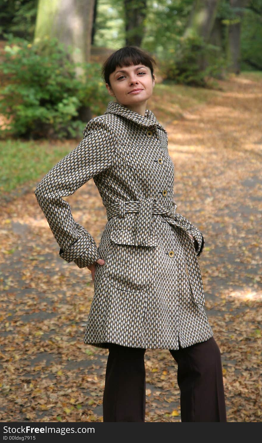 Beautiful woman walking in the autumn park. Beautiful woman walking in the autumn park