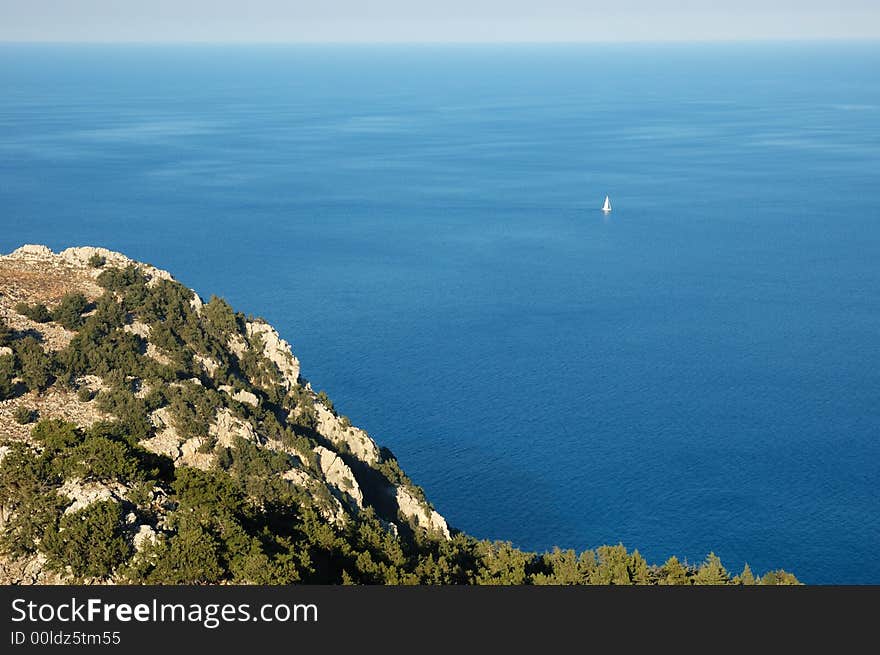 Panorama of greek coastline; Rhodes, Greece.