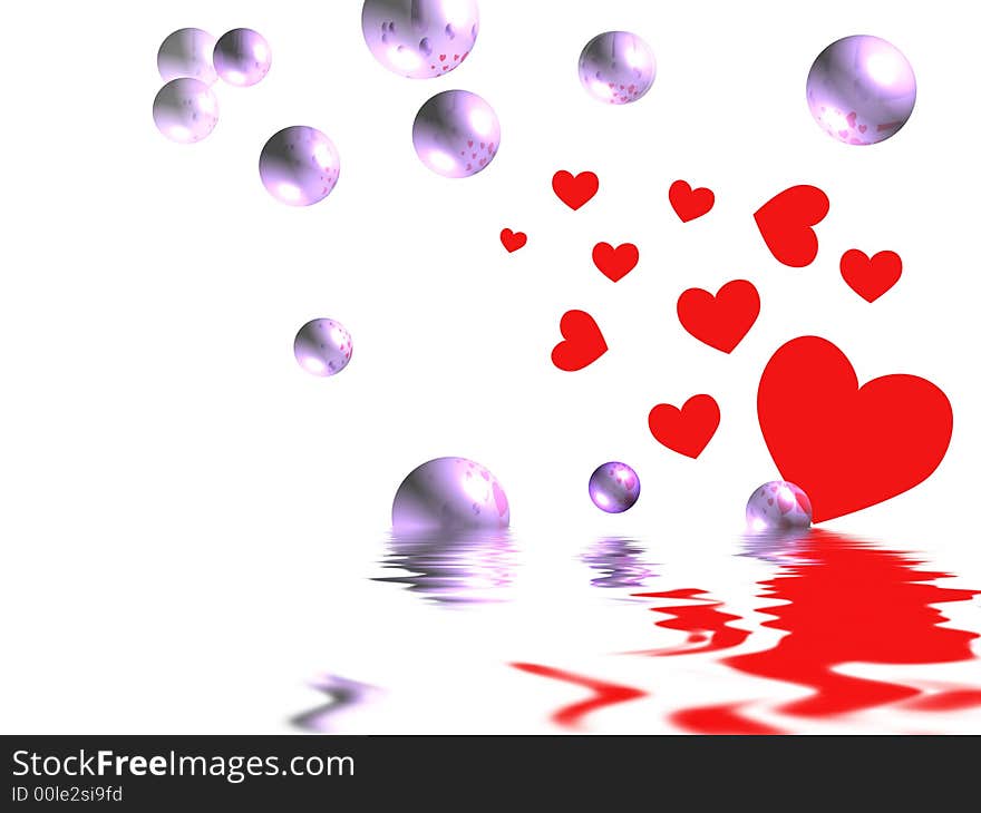 Illustration of fun bubbles and red hearts. Illustration of fun bubbles and red hearts.