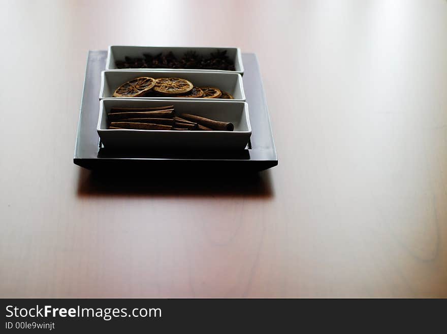 Minimal ornament on a wood table. Minimal ornament on a wood table