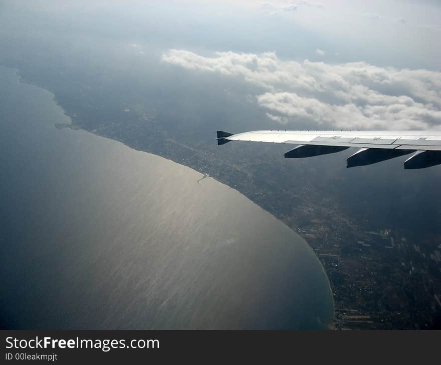 Aerial view after take off from Greece. Sky, sea and light. Aerial view after take off from Greece. Sky, sea and light