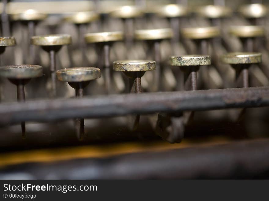 Antique typewriter series close-up brown. Antique typewriter series close-up brown