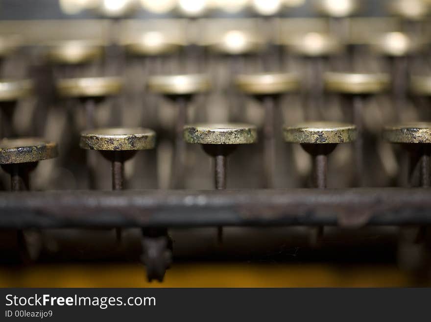 Antique typewriter series close-up brown. Antique typewriter series close-up brown