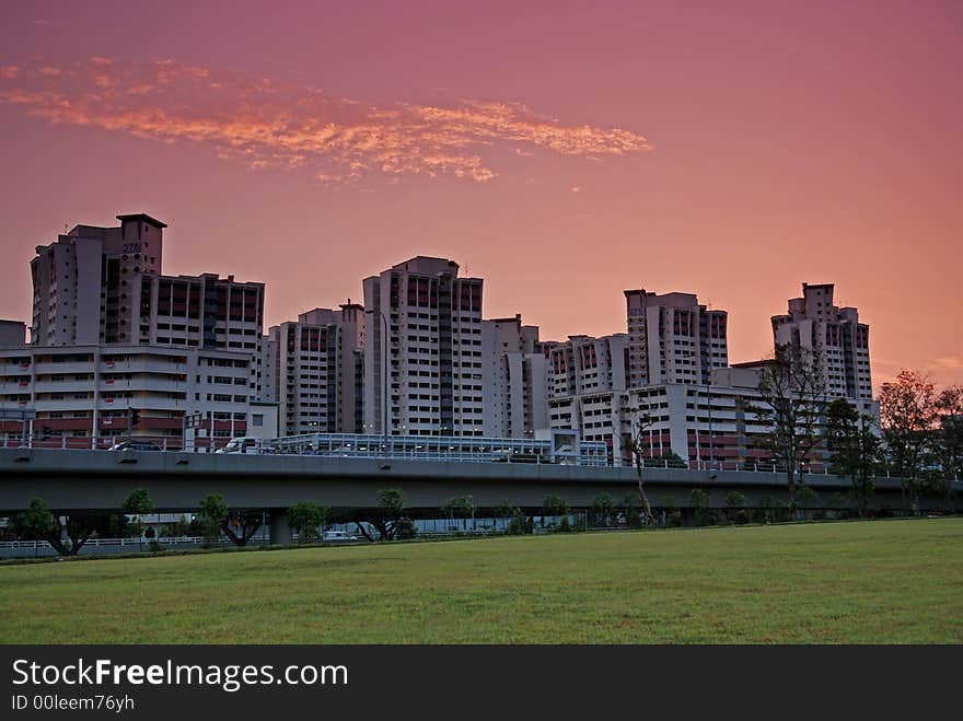 Sunset, Modern Building