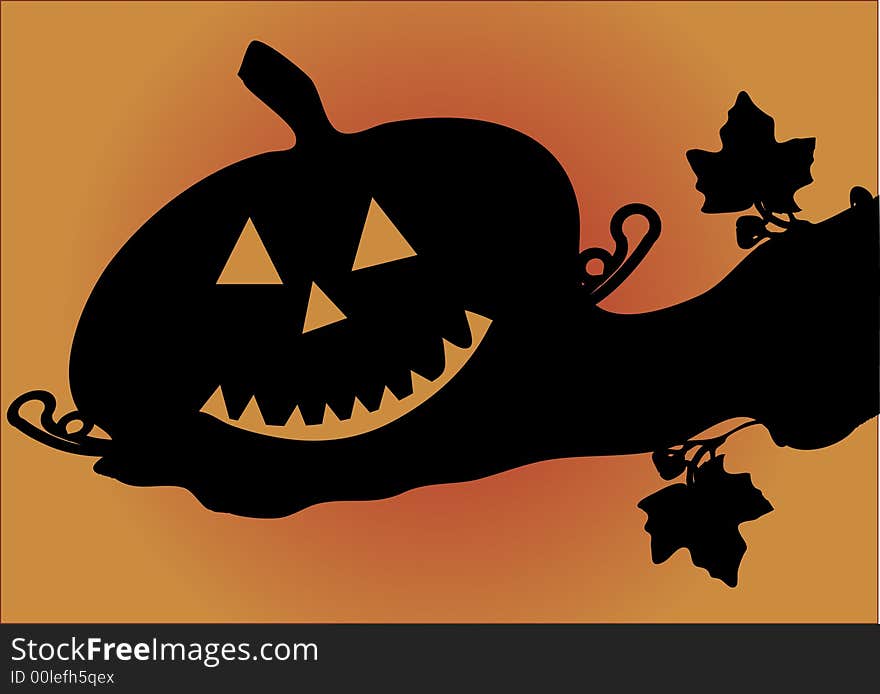 Pumpkin - halloween vector background - pumpkin decoration with leafs