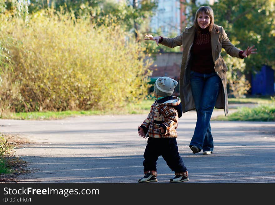 Little boy and his mother in park. Little boy and his mother in park