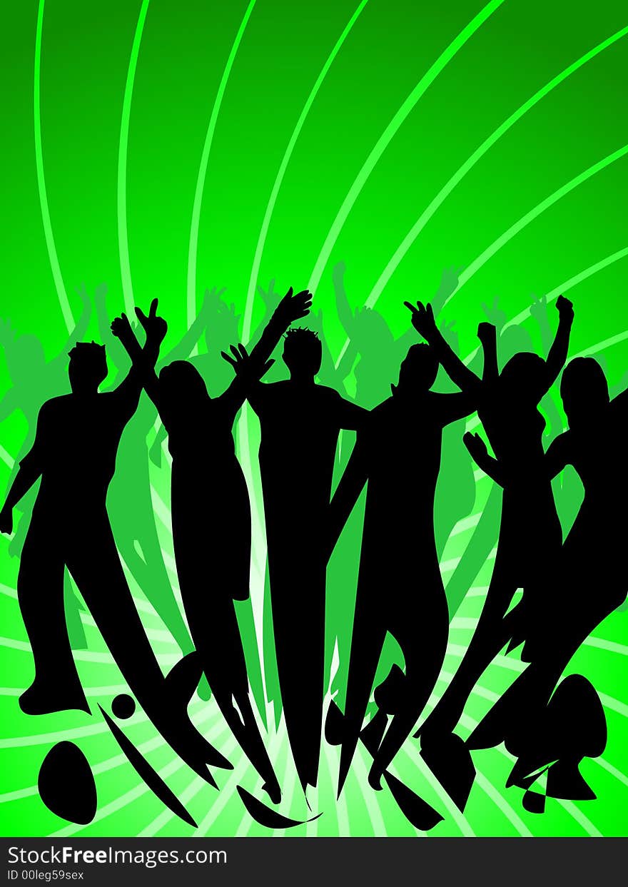 Fun dancing crowd. Vector illustration. Fun dancing crowd. Vector illustration.