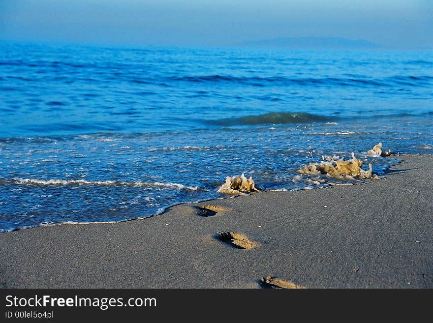 Beach with footprints